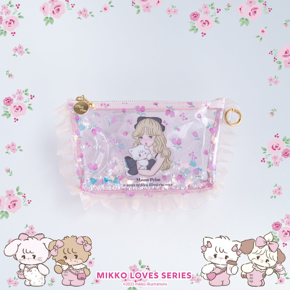 Girl Clear Pouch with Gusset (Size M・Color Black)