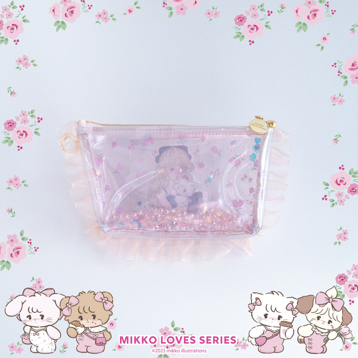 Girl Clear Pouch with Gusset (Size M・Color Black)