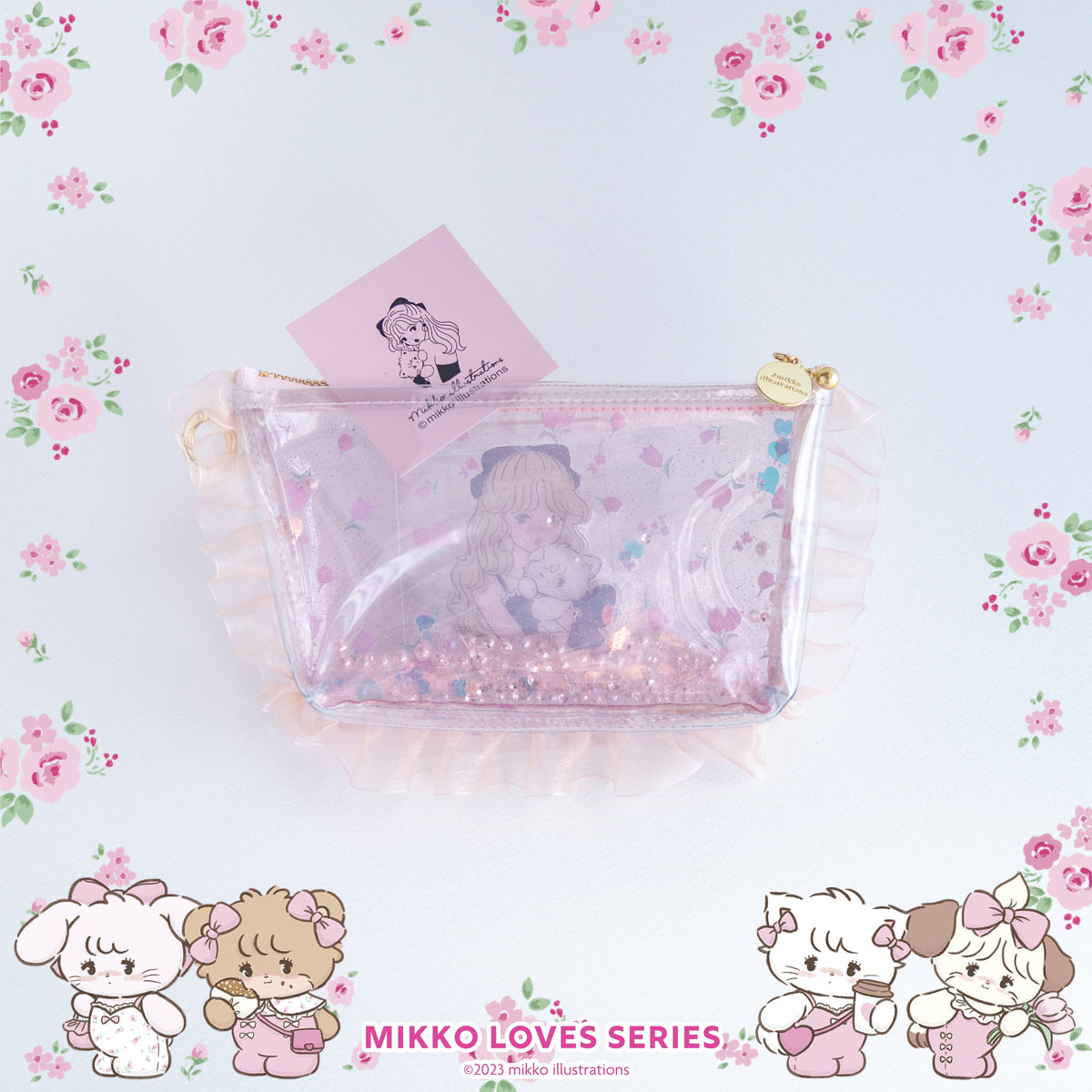 Girl Clear Pouch with Gusset (Size M・Color Black)