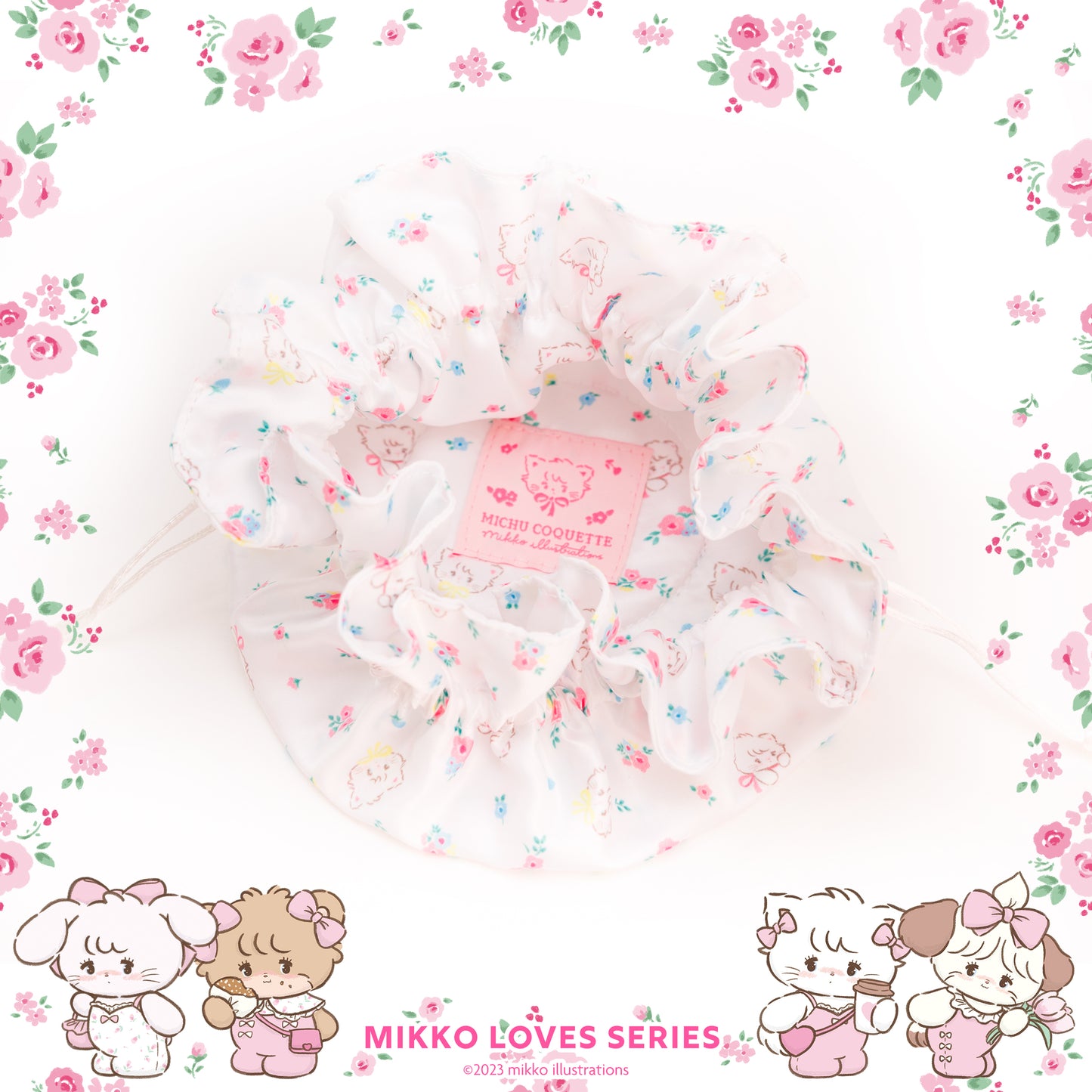 Drawstring Pouch (Pink/Blue/White)