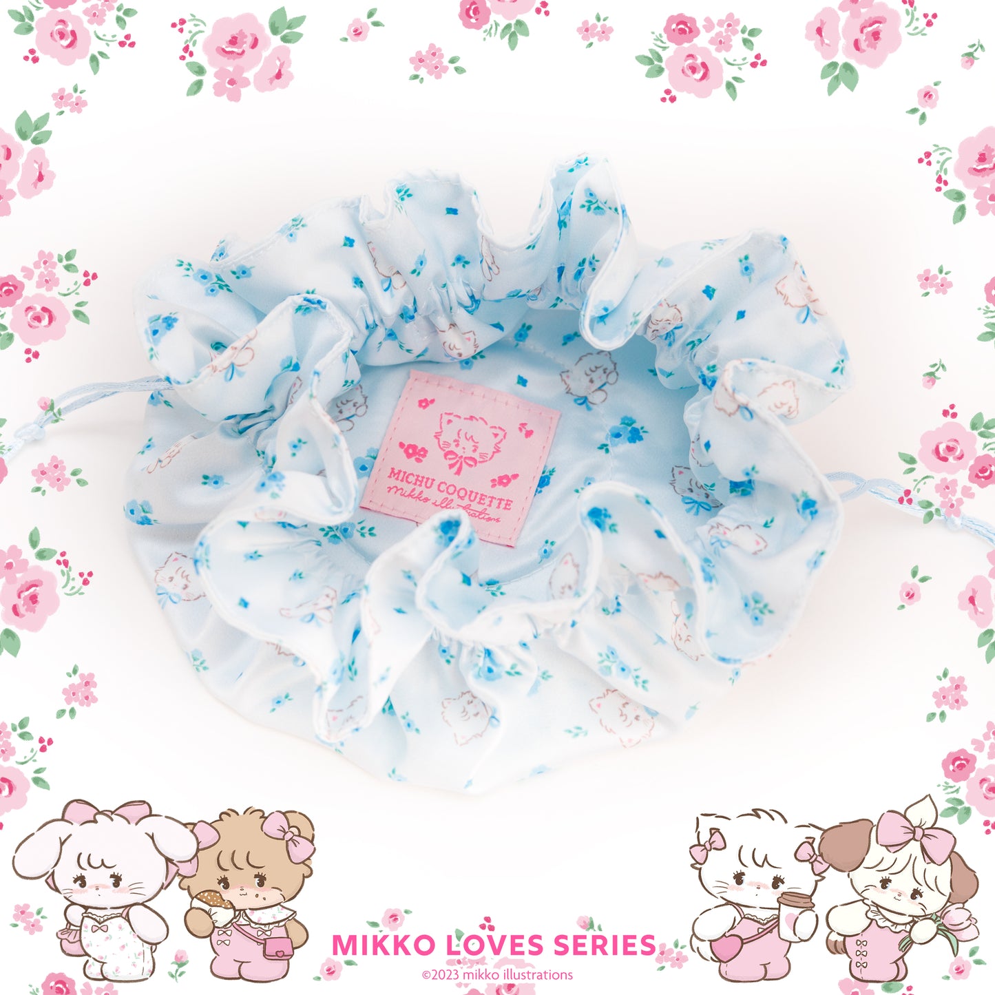 Drawstring Pouch (Pink/Blue/White)
