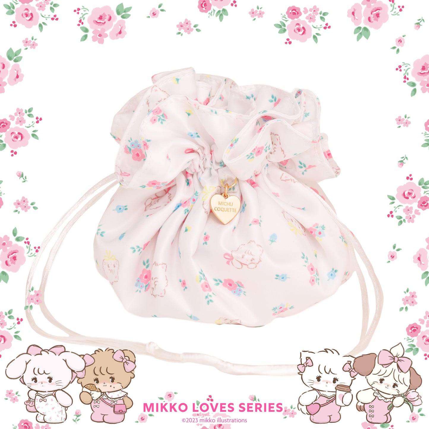 Drawstring Pouch (Pink/Blue/White)