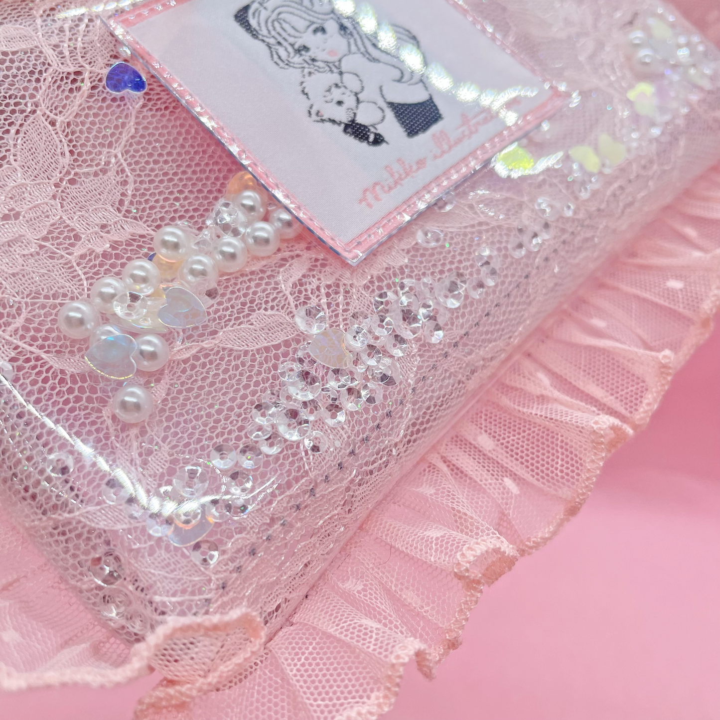 Lace Frilled Clear Pouch