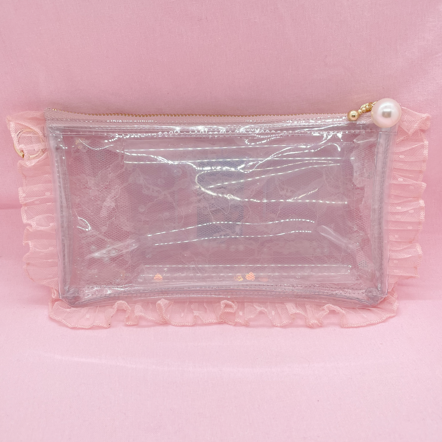Lace Frilled Clear Pouch