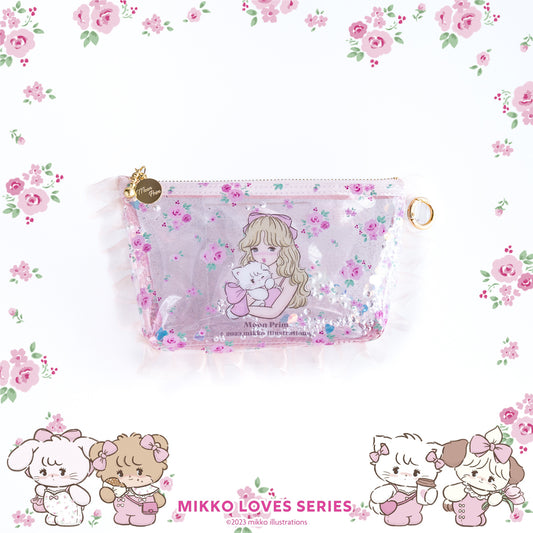 Girl Clear Pouch with Gusset (Size M・Color Pink)
