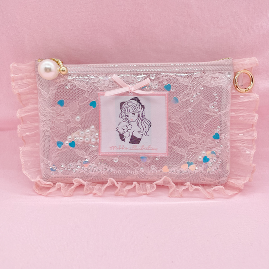 Lace Frilled Clear Pouch