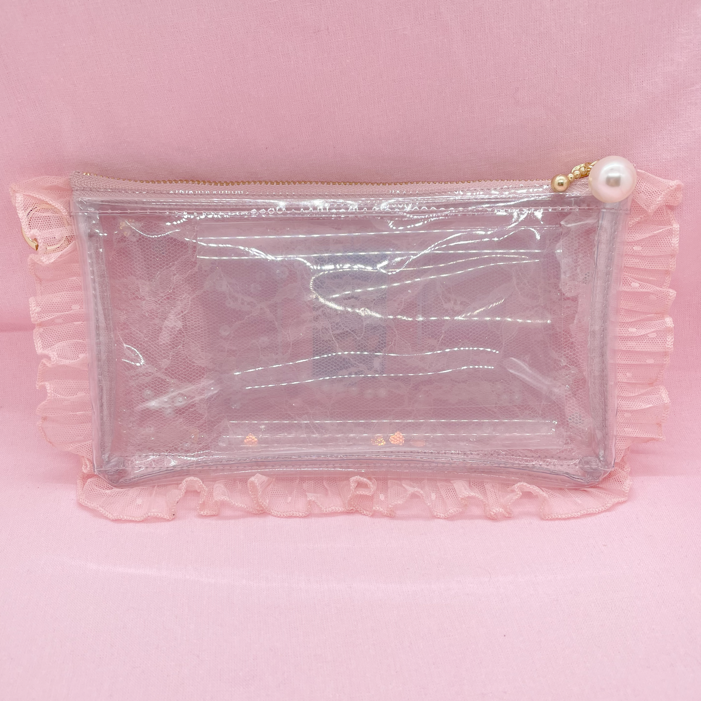 Heart Frilled Clear Pouch